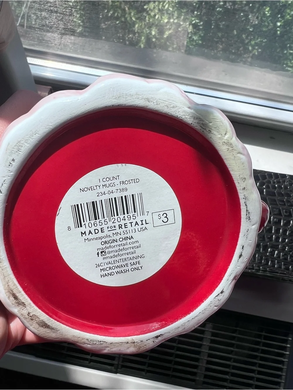 Red Ceramic Mug with White Frosted Trim